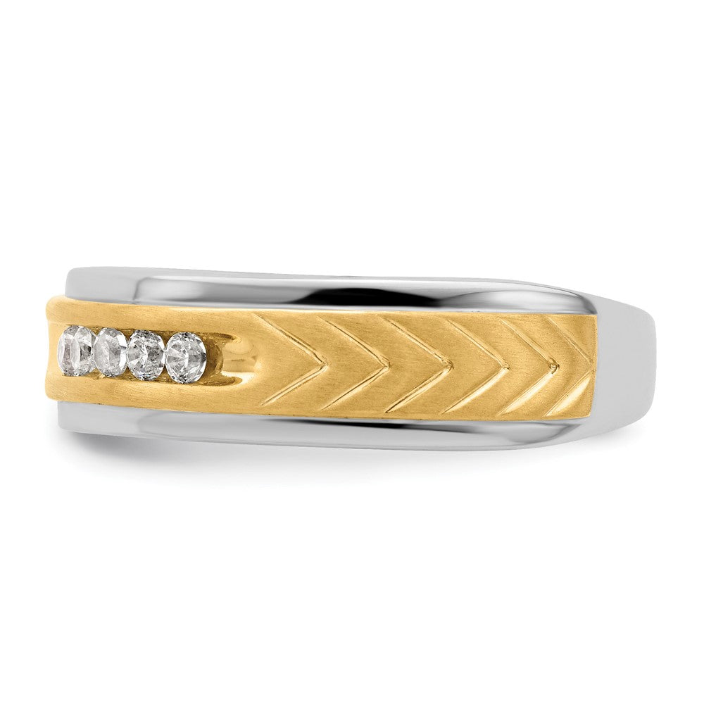 14K Bicolor 5 Stein 1/6 Karat Diamant Komplett Herren Kanalfassung Ring