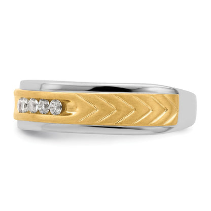 14K Bicolor 5 Stein 1/6 Karat Diamant Komplett Herren Kanalfassung Ring