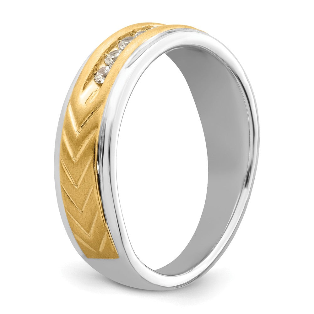 14K Bicolor 5 Stein 1/6 Karat Diamant Komplett Herren Kanalfassung Ring