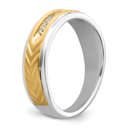 14K Bicolor 5 Stein 1/6 Karat Diamant Komplett Herren Kanalfassung Ring