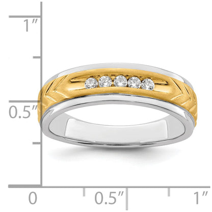 14K Bicolor 5 Stein 1/6 Karat Diamant Komplett Herren Kanalfassung Ring