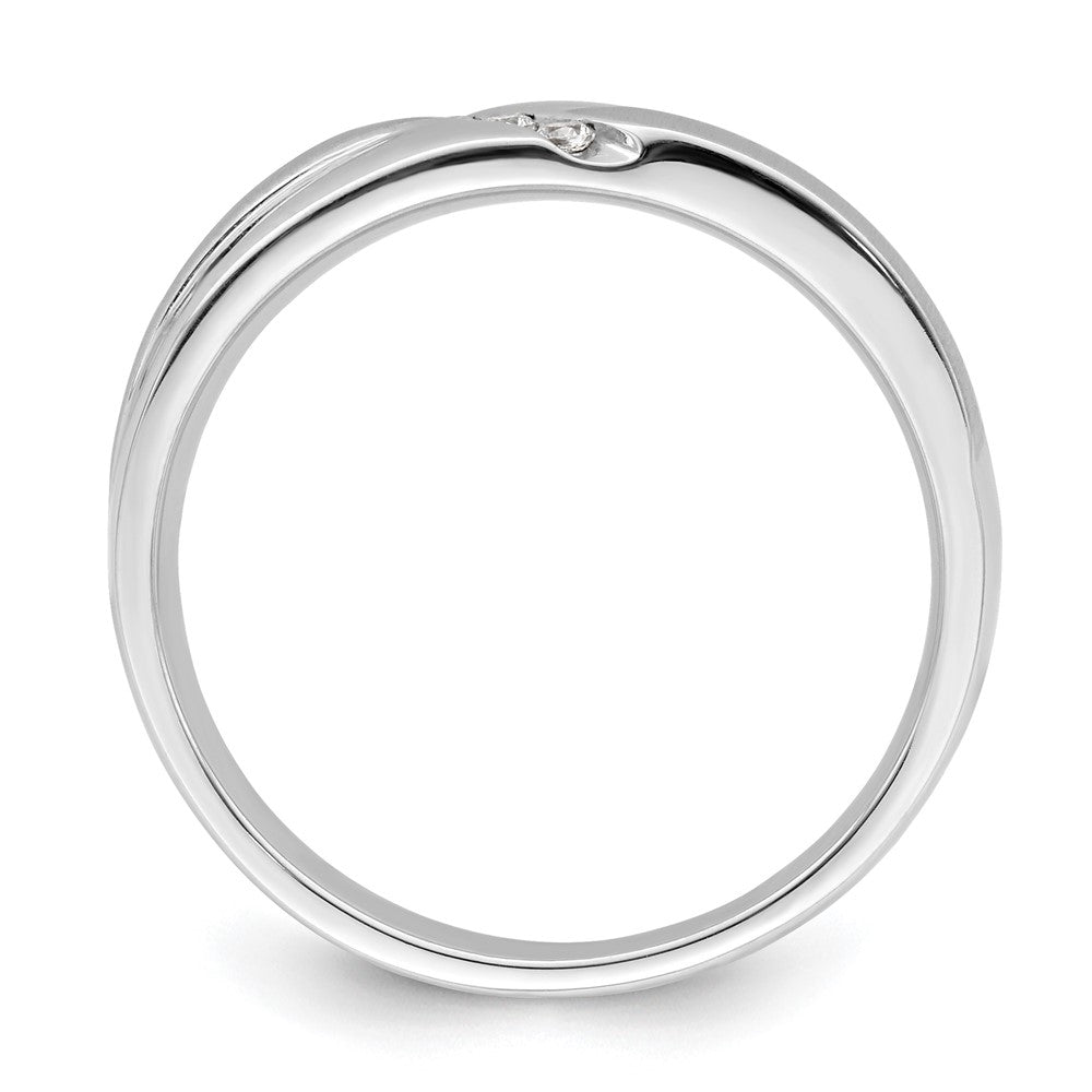 14K Weißgold 3 Stein Satiniert und Poliert 1/20 Karat Diamant Komplett Herren Ring