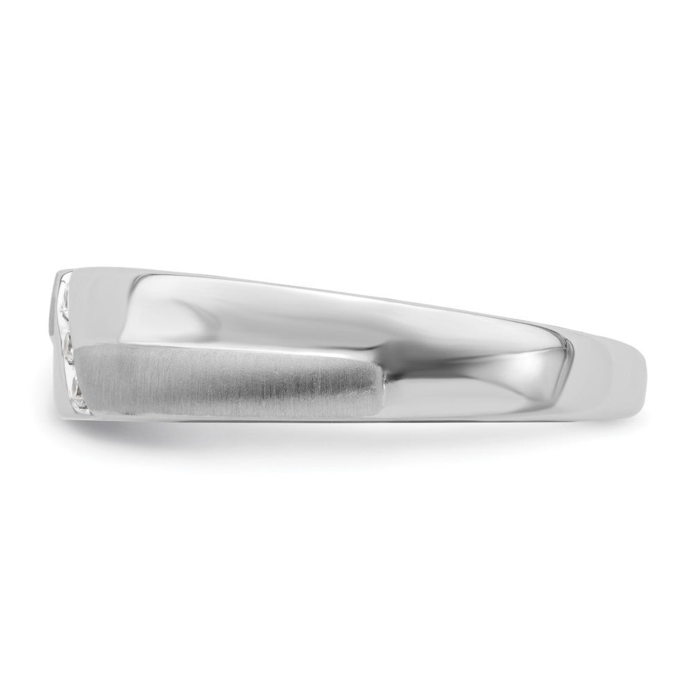 14K Weißgold 3 Stein Satiniert und Poliert 1/20 Karat Diamant Komplett Herren Ring