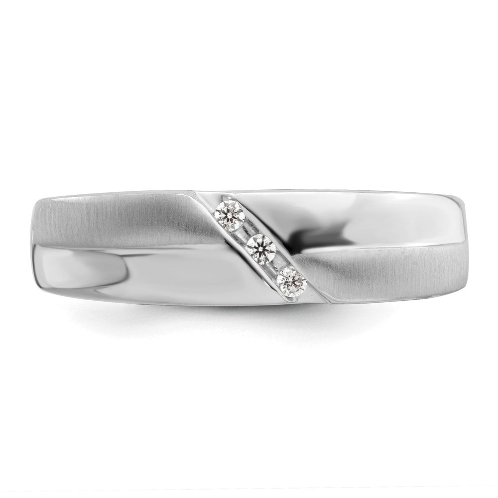 14K Weißgold 3 Stein Satiniert und Poliert 1/20 Karat Diamant Komplett Herren Ring
