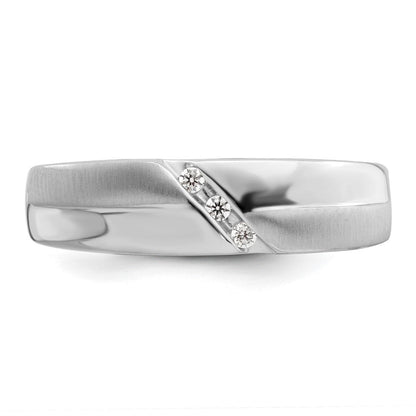 14K Weißgold 3 Stein Satiniert und Poliert 1/20 Karat Diamant Komplett Herren Ring