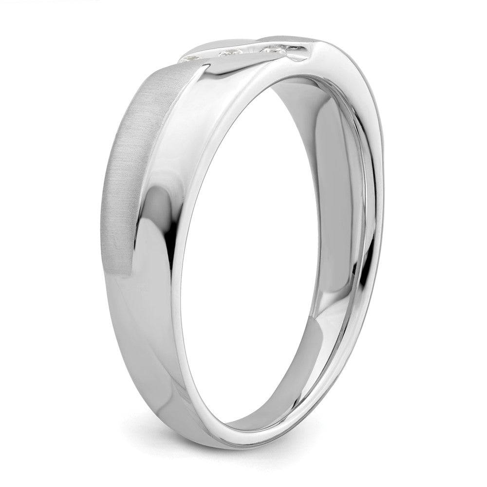 14K Weißgold 3 Stein Satiniert und Poliert 1/20 Karat Diamant Komplett Herren Ring