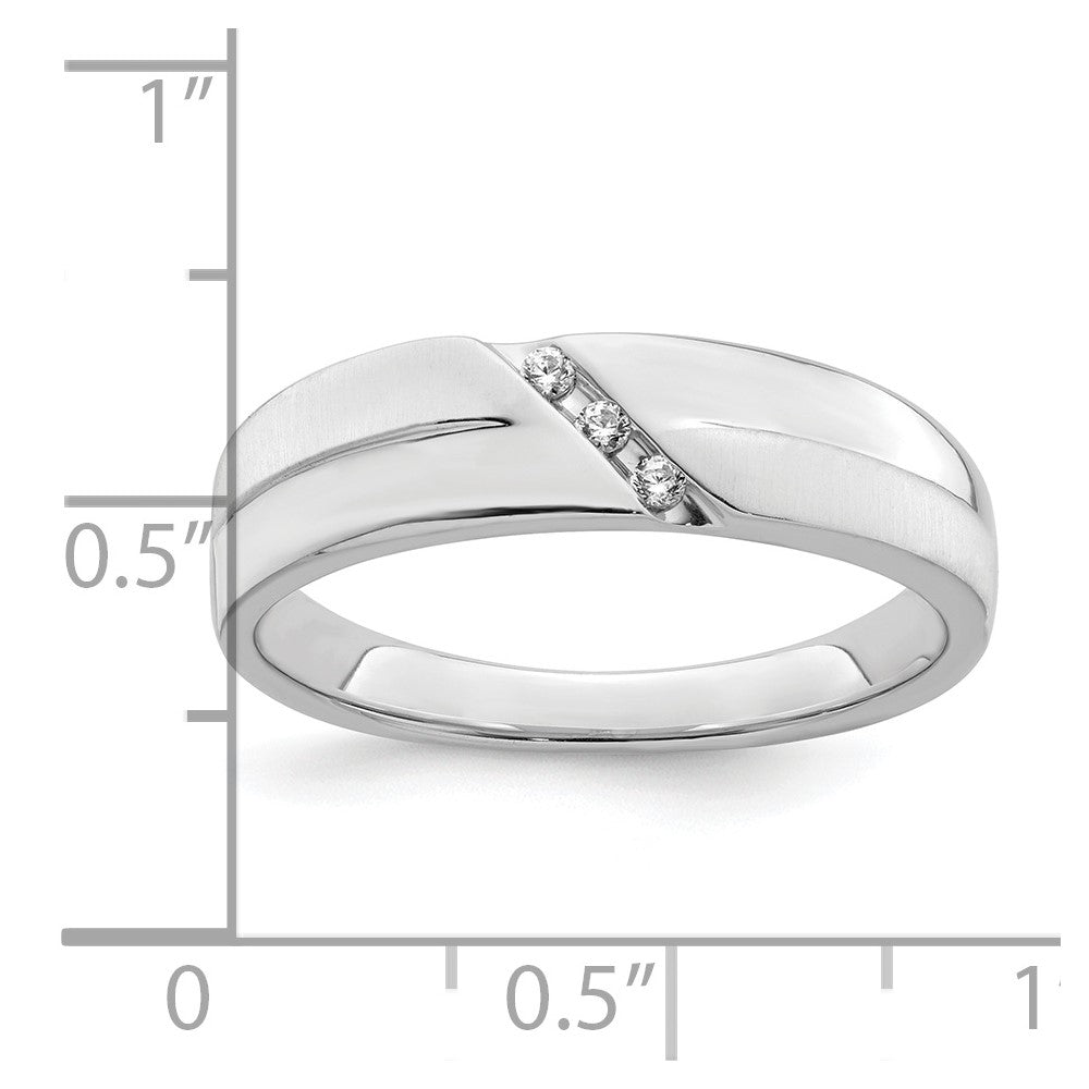 14K Weißgold 3 Stein Satiniert und Poliert 1/20 Karat Diamant Komplett Herren Ring