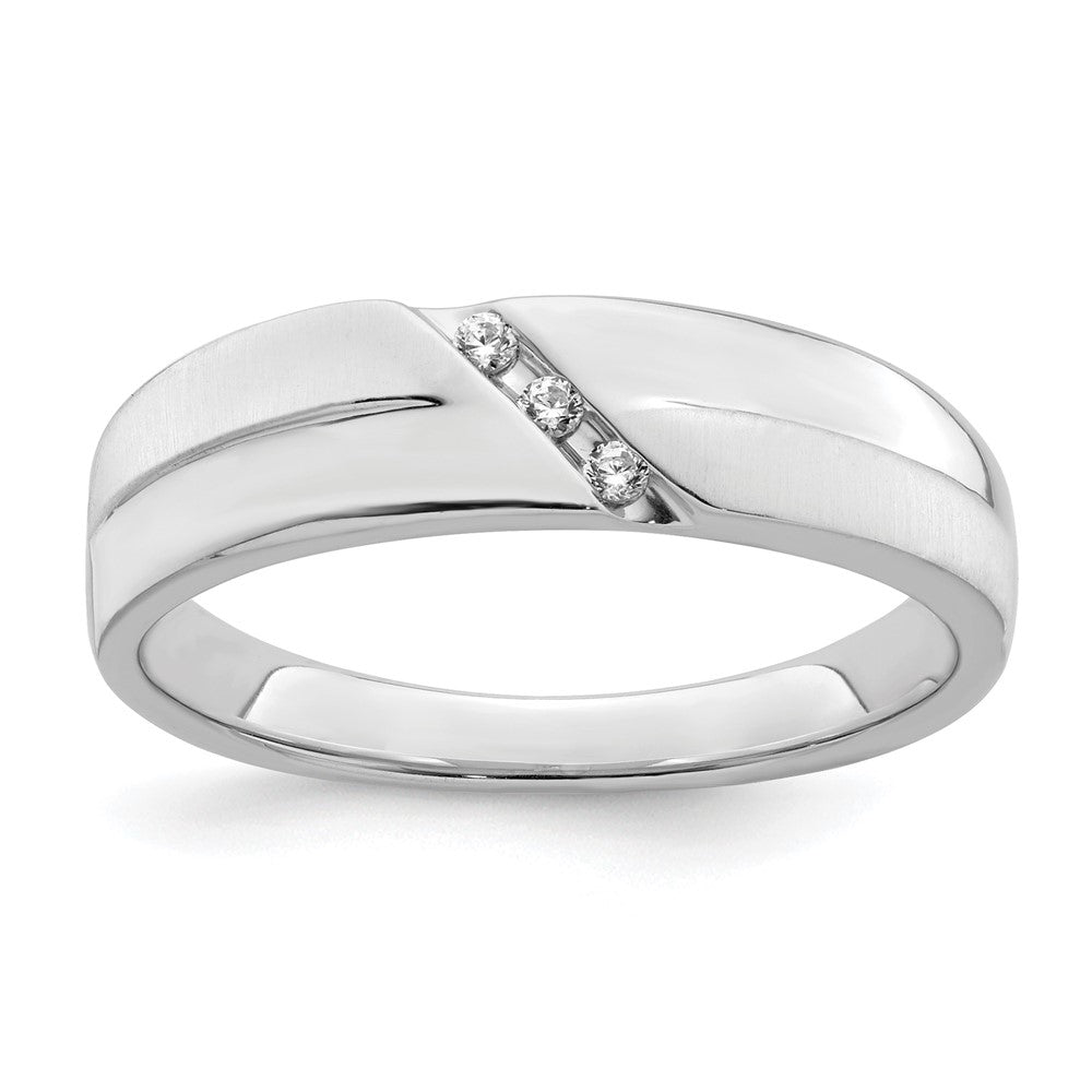 14K Weißgold 3 Stein Satiniert und Poliert 1/20 Karat Diamant Komplett Herren Ring