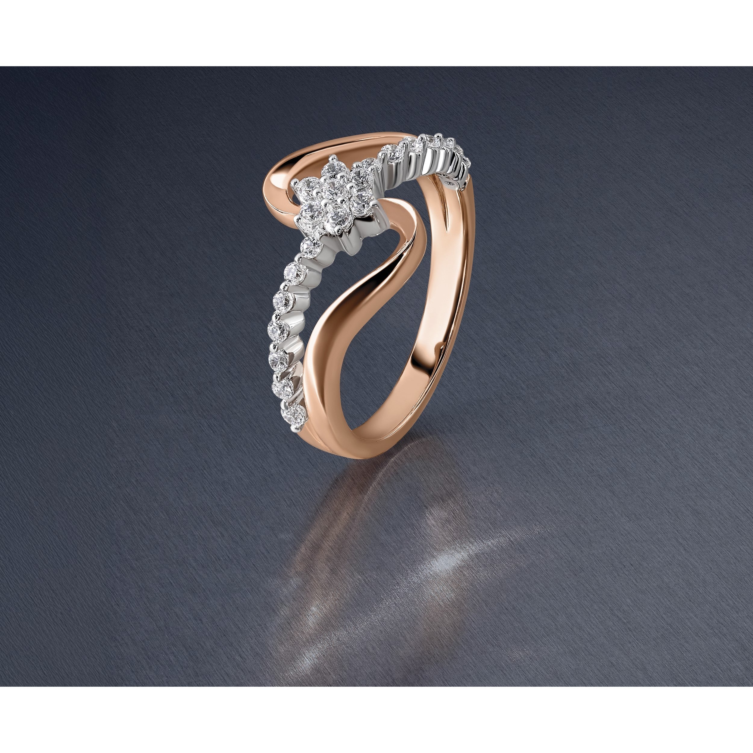 14K Bicolor Roségold und Weißgold Fashion-Ring mit 0,33 ct. laborgezüchteten Diamanten VS/SI+ G+