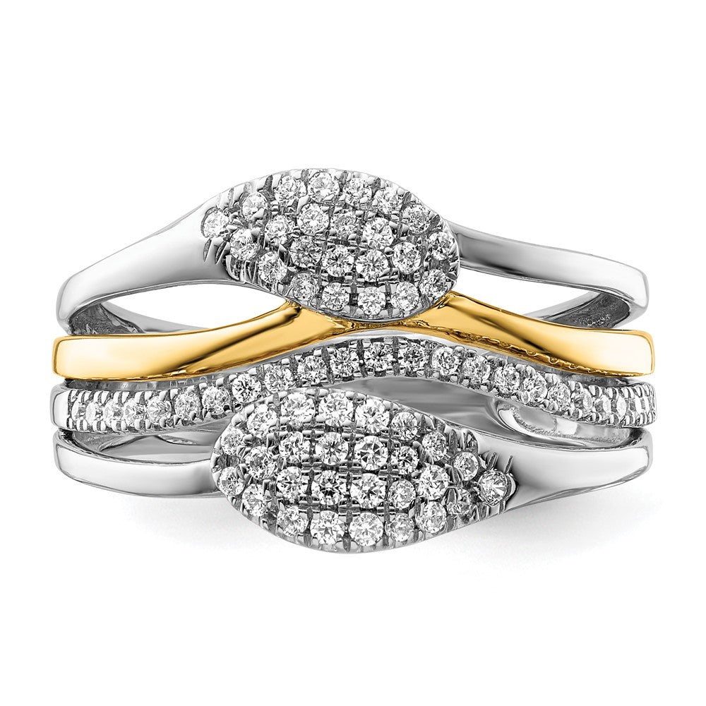 14K Weißgold Zweifarbiger Fashion-Ring mit 0,375 ct. Labor-gezüchteten Diamanten VS/SI+ G+