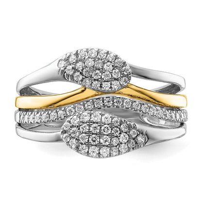 14K Weißgold Zweifarbiger Fashion-Ring mit 0,375 ct. Labor-gezüchteten Diamanten VS/SI+ G+