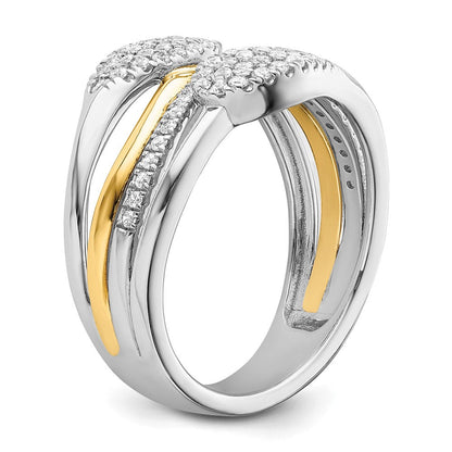 14K Weißgold Zweifarbiger Fashion-Ring mit 0,375 ct. Labor-gezüchteten Diamanten VS/SI+ G+