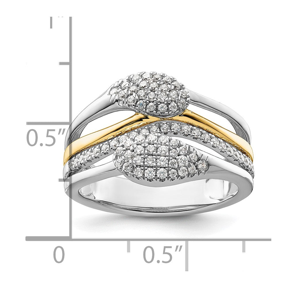 14K Weißgold Zweifarbiger Fashion-Ring mit 0,375 ct. Labor-gezüchteten Diamanten VS/SI+ G+