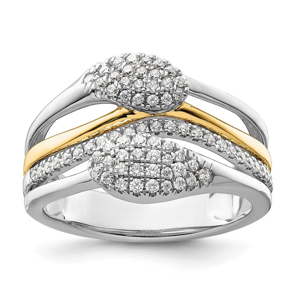 14K Weißgold Zweifarbiger Fashion-Ring mit 0,375 ct. Labor-gezüchteten Diamanten VS/SI+ G+