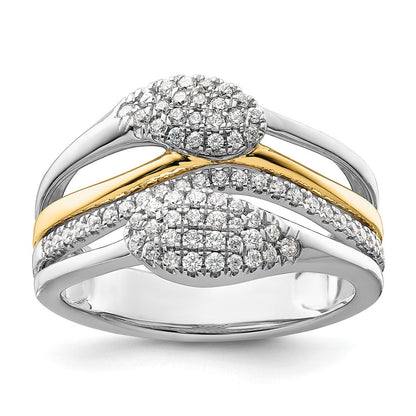 14K Weißgold Zweifarbiger Fashion-Ring mit 0,375 ct. Labor-gezüchteten Diamanten VS/SI+ G+