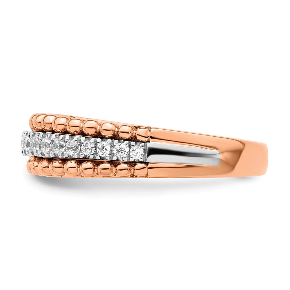 14K Bicolor Rosé- und Weißgold Ring mit 0,25 ct. Labor-gewachsenen Diamanten VS/SI+ G+