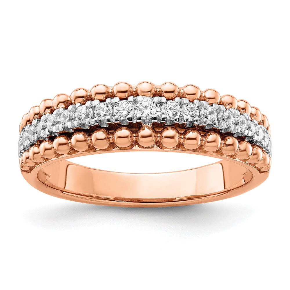 14K Bicolor Rosé- und Weißgold Ring mit 0,25 ct. Labor-gewachsenen Diamanten VS/SI+ G+