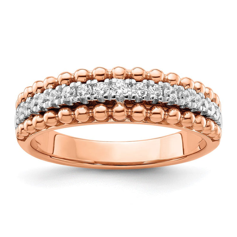 14K Bicolor Rosé- und Weißgold Ring mit 0,25 ct. Labor-gewachsenen Diamanten VS/SI+ G+
