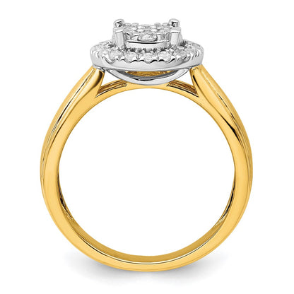14K Bicolor 0,5 ct. Laborgezüchteter Diamant VS/SI+ G+ Komplett-Cluster-Verlobungsring