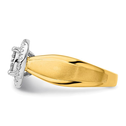 14K Bicolor 0,5 ct. Laborgezüchteter Diamant VS/SI+ G+ Komplett-Cluster-Verlobungsring