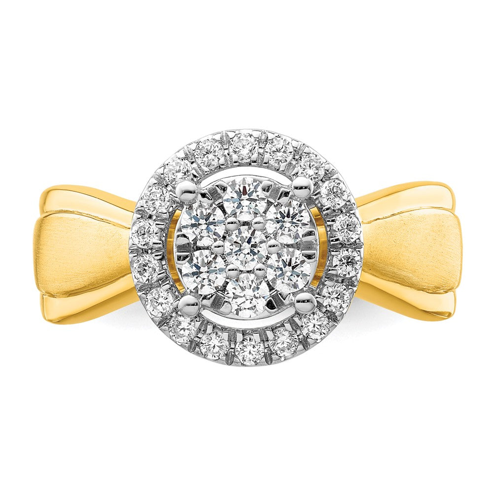 14K Bicolor 0,5 ct. Laborgezüchteter Diamant VS/SI+ G+ Komplett-Cluster-Verlobungsring