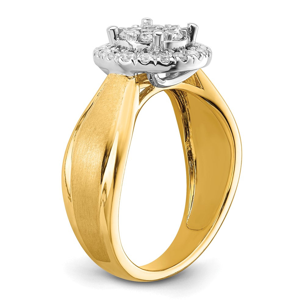14K Bicolor 0,5 ct. Laborgezüchteter Diamant VS/SI+ G+ Komplett-Cluster-Verlobungsring