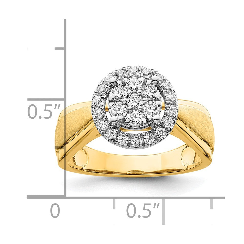 14K Bicolor 0,5 ct. Laborgezüchteter Diamant VS/SI+ G+ Komplett-Cluster-Verlobungsring