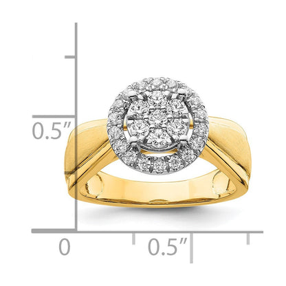 14K Bicolor 0,5 ct. Laborgezüchteter Diamant VS/SI+ G+ Komplett-Cluster-Verlobungsring