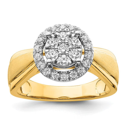 14K Bicolor 0,5 ct. Laborgezüchteter Diamant VS/SI+ G+ Komplett-Cluster-Verlobungsring