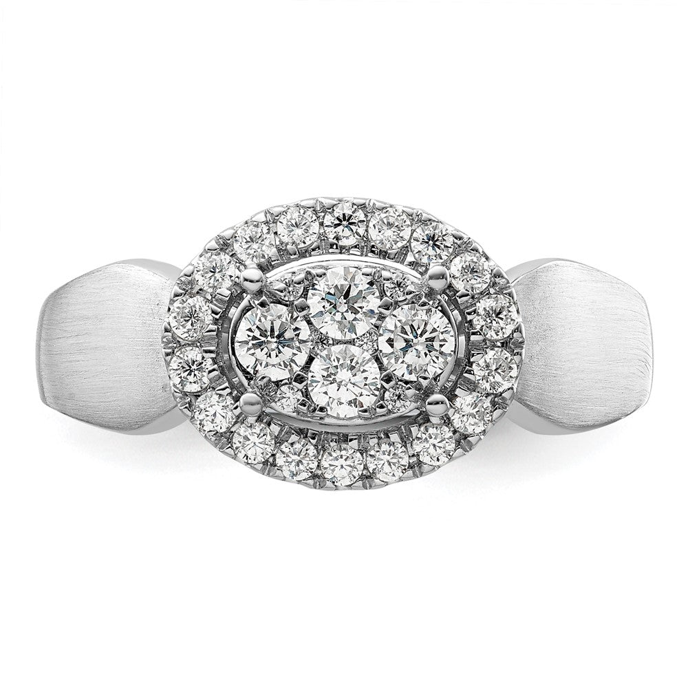 14K Weißgold Verlobungsring mit 0,5 ct. Laborgezüchteten Diamanten VS/SI+ G+ im Cluster-Design