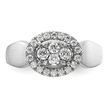 14K Weißgold Verlobungsring mit 0,5 ct. Laborgezüchteten Diamanten VS/SI+ G+ im Cluster-Design