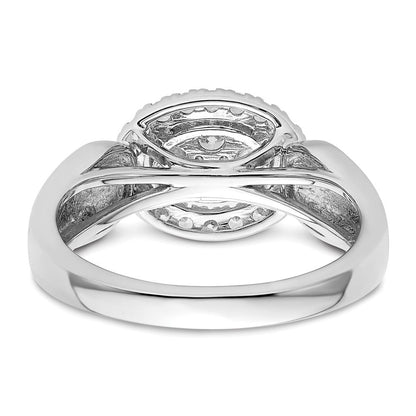 14K Weißgold Verlobungsring mit 0,5 ct. Laborgezüchteten Diamanten VS/SI+ G+ im Cluster-Design
