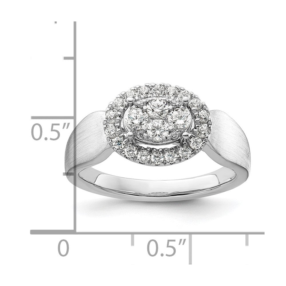 14K Weißgold Verlobungsring mit 0,5 ct. Laborgezüchteten Diamanten VS/SI+ G+ im Cluster-Design