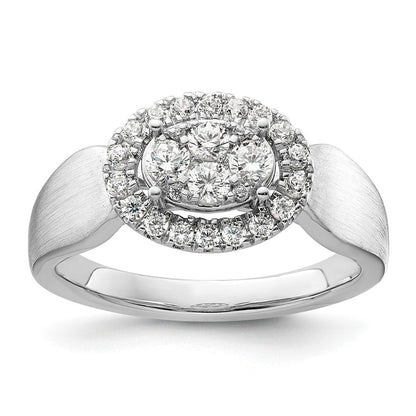 14K Weißgold Verlobungsring mit 0,5 ct. Laborgezüchteten Diamanten VS/SI+ G+ im Cluster-Design