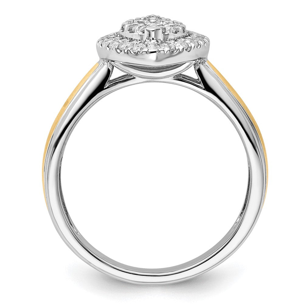 14K Bicolor Verlobungsring mit 0,5 ct. Laborgezüchteten Diamanten im Cluster-Design, VS/SI+ G+