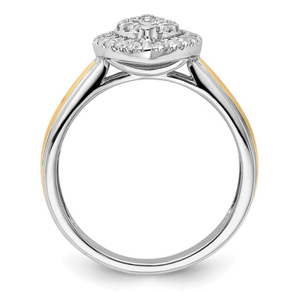 14K Bicolor Verlobungsring mit 0,5 ct. Laborgezüchteten Diamanten im Cluster-Design, VS/SI+ G+