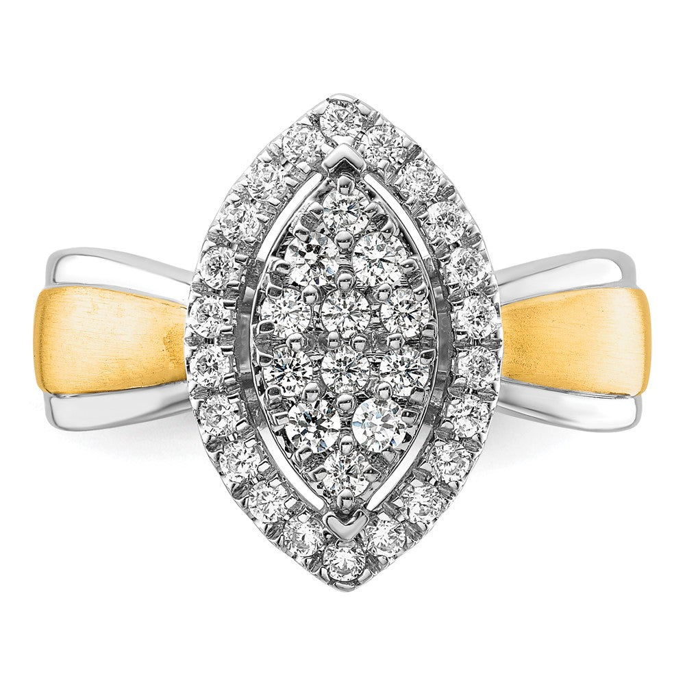 14K Bicolor Verlobungsring mit 0,5 ct. Laborgezüchteten Diamanten im Cluster-Design, VS/SI+ G+