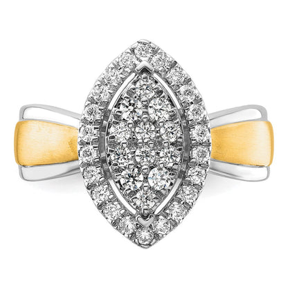 14K Bicolor Verlobungsring mit 0,5 ct. Laborgezüchteten Diamanten im Cluster-Design, VS/SI+ G+