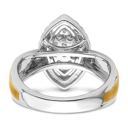 14K Bicolor Verlobungsring mit 0,5 ct. Laborgezüchteten Diamanten im Cluster-Design, VS/SI+ G+