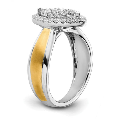 14K Bicolor Verlobungsring mit 0,5 ct. Laborgezüchteten Diamanten im Cluster-Design, VS/SI+ G+