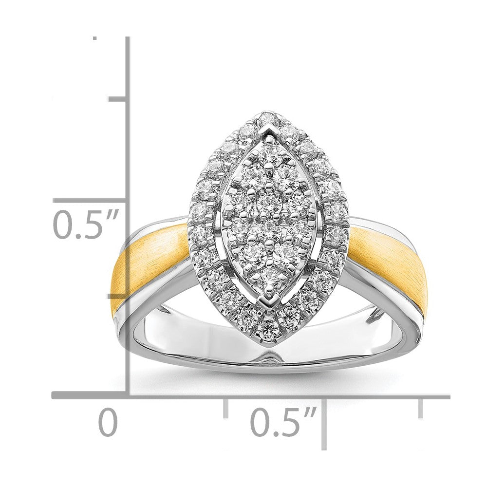 14K Bicolor Verlobungsring mit 0,5 ct. Laborgezüchteten Diamanten im Cluster-Design, VS/SI+ G+