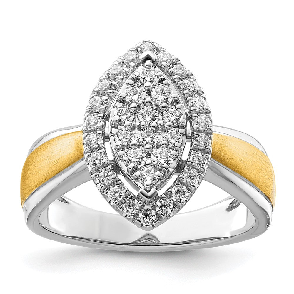 14K Bicolor Verlobungsring mit 0,5 ct. Laborgezüchteten Diamanten im Cluster-Design, VS/SI+ G+