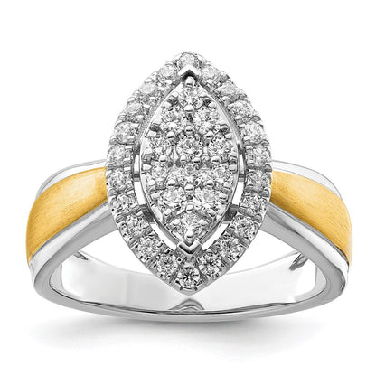 14K Bicolor Verlobungsring mit 0,5 ct. Laborgezüchteten Diamanten im Cluster-Design, VS/SI+ G+