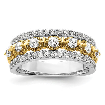14K Bicolor Ring mit 0,875 ct. Labor gezüchteten Diamanten, VS/SI+ G+
