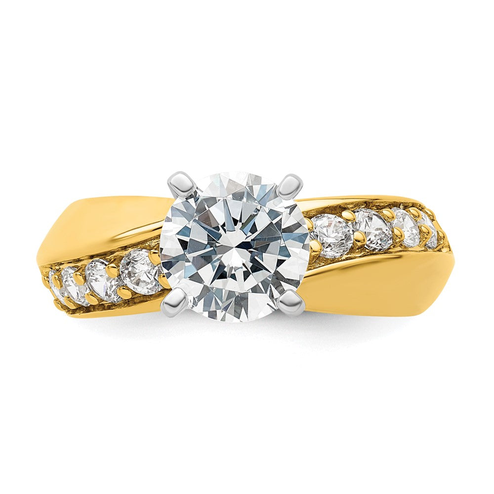 14K Gelbgold Verlobungsring mit weißen Labordiamanten, 0,5 ct. VS/SI+ G+, Halbfassung für 1,5 ct. runden Center-Diamanten