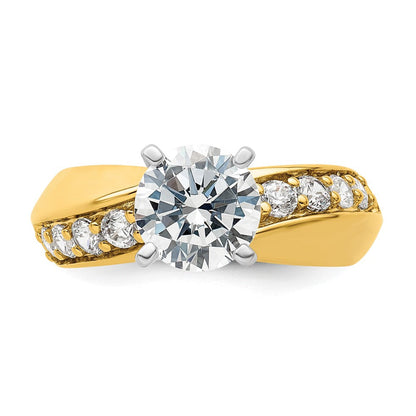 14K Gelbgold Verlobungsring mit weißen Labordiamanten, 0,5 ct. VS/SI+ G+, Halbfassung für 1,5 ct. runden Center-Diamanten