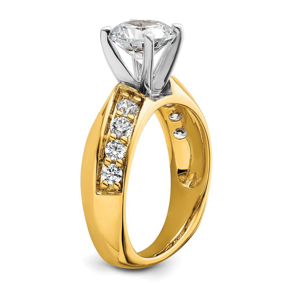 14K Gelbgold Verlobungsring mit weißen Labordiamanten, 0,5 ct. VS/SI+ G+, Halbfassung für 1,5 ct. runden Center-Diamanten