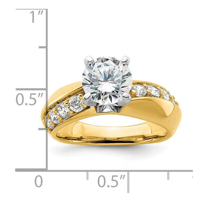 14K Gelbgold Verlobungsring mit weißen Labordiamanten, 0,5 ct. VS/SI+ G+, Halbfassung für 1,5 ct. runden Center-Diamanten