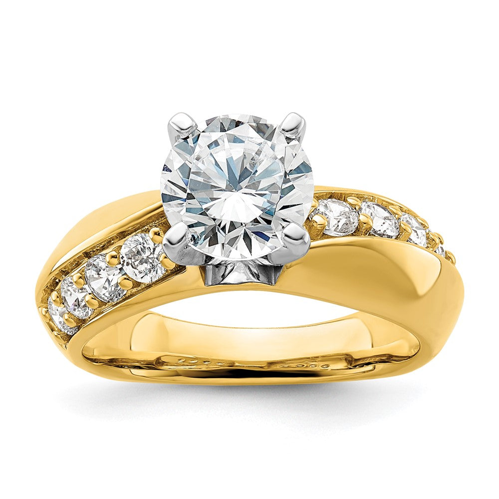 14K Gelbgold Verlobungsring mit weißen Labordiamanten, 0,5 ct. VS/SI+ G+, Halbfassung für 1,5 ct. runden Center-Diamanten