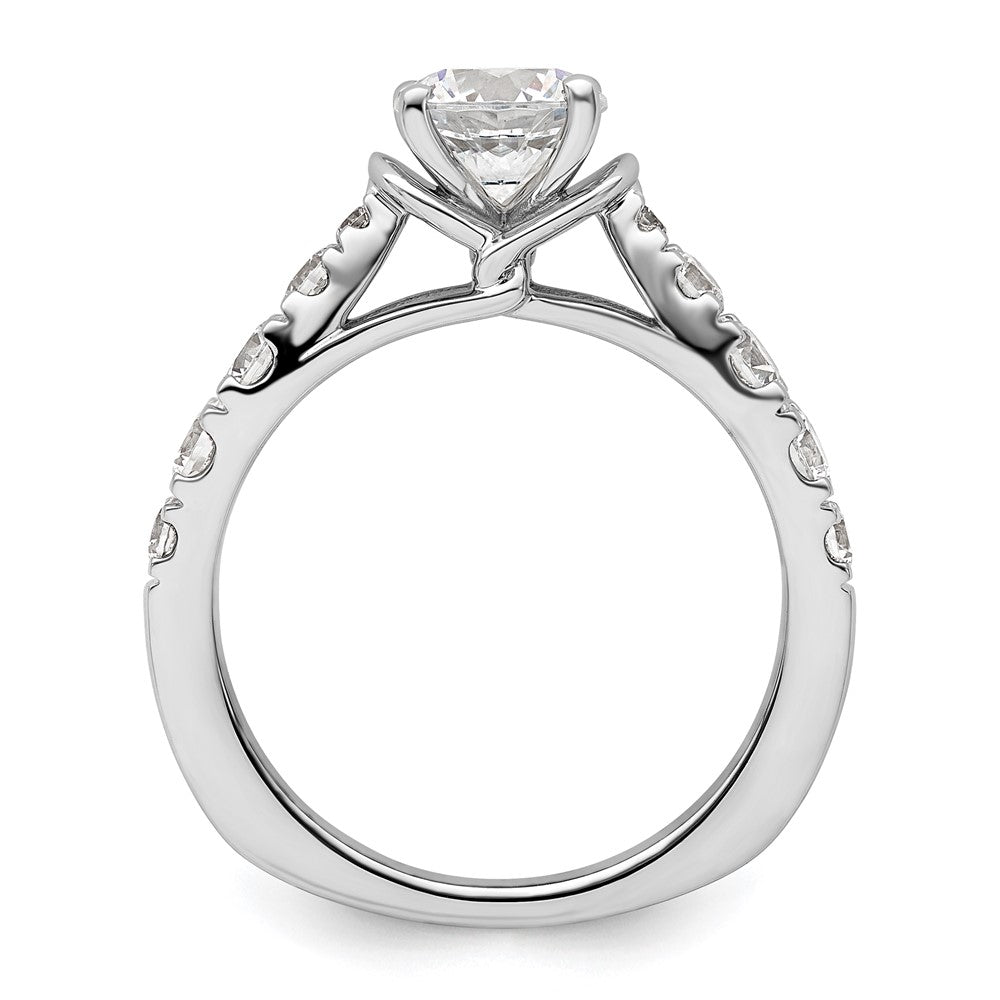14K Weißgold Verlobungsring mit 0,75 ct. im Labor gezüchteten Diamanten VS/SI+ G+, 1 ct. rundem Mittelstein, Semi-Mount und gemeinsam gefassten Krappen (Shared Prong)